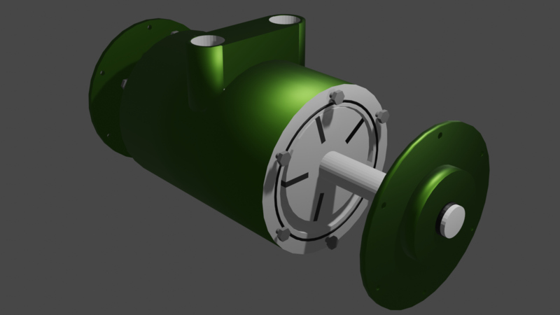 A render of a low poly pneumatic motor